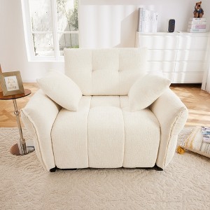 DOMETOUR 47 Ergonomic Single Seater Sofa with Support Cushions & Throw Pillows, Modern Design for Living Room/Office, White - 1 of 4