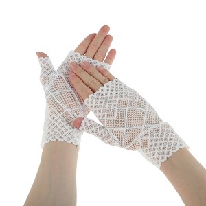 Unique Bargains Women's Argyle Lace Sunblock Fingerless Gloves 1 Pair - 1 of 4