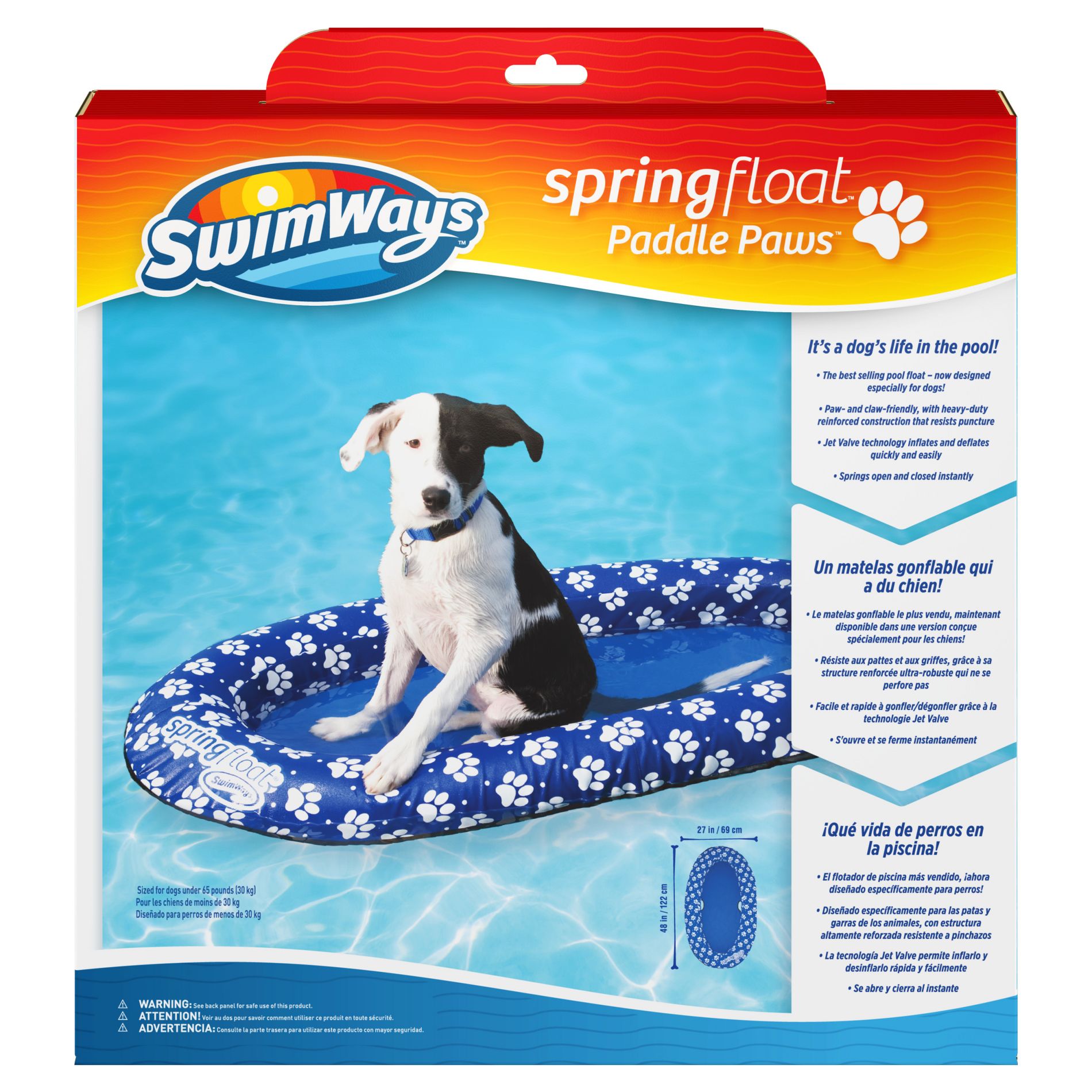 SwimWays Spring Float Paddle Paws Dog Pool Float - Small (0-65 lbs)