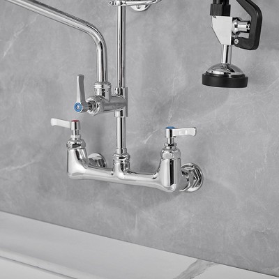 Polished Chrome High-Arc Commercial Kitchen Faucet with Pull-out Spray