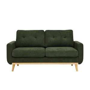 67.7" W Loveseat Sofa, Mid-Century Modern Upholstered Tufted Loveseat With Wooden Legs, Button Tufted Upholstered Small Couch for Bedroom - 1 of 4