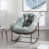 Modern Papasan Rocking Chair, Outdoor Rocker Recliner Chair with Metal Frame and Soft Tufted Cushion for Garden, Living Room – ModernLuxe - 2 of 4