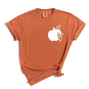 Simply Sage Market Women's Apple Heart Mini Short Sleeve Garment Dyed Tee - 1 of 2