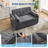Beige 3-in-1 Convertible Sleeper Sofa Bed with Pull-Out Bed Corduroy Futon with Adjustable Backrest - 4 of 4
