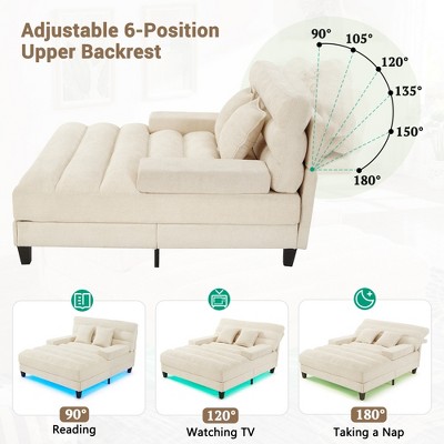 Adjustable 6-Position upper backrest with a diagram showing reclining angles