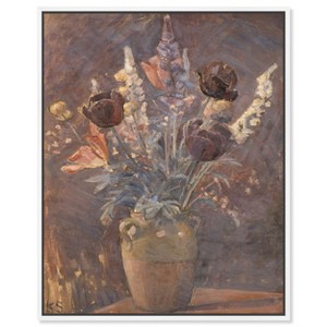 Art Remedy Clay vase with tulips and other flowers Classical vintage floral vase wall art Framed - 1 of 4