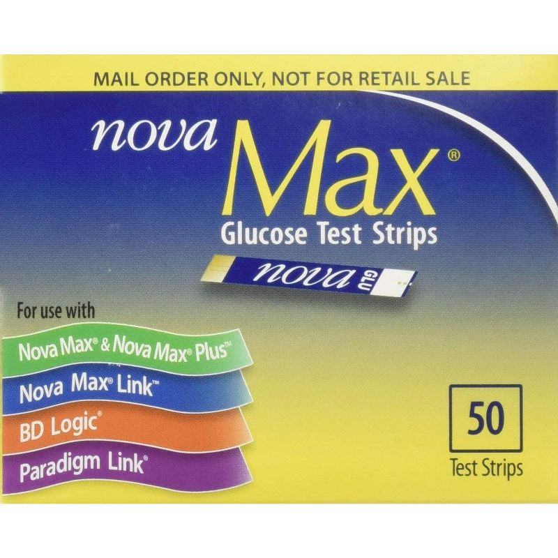 Nova Max Glucose Test Strips, 50 Test Strips (1 Vial of 50), 2 of 4