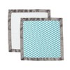 Bacati - Houndstooth/Herringbone Muslin 2 pack Security Blankets Blue - 4 of 4
