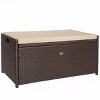 Barton Outdoor Patio Deck Box 60 Gallon Storage Bench Shed w/ Seat Cushion Brown - 3 of 4
