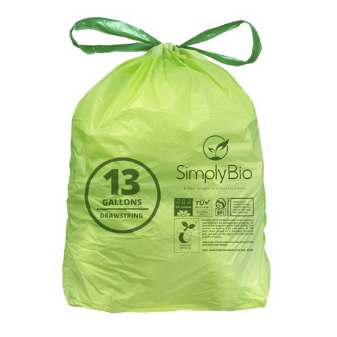 Simply Bio 13 Gallon Compostable Trash Bags With Drawstring Heavy