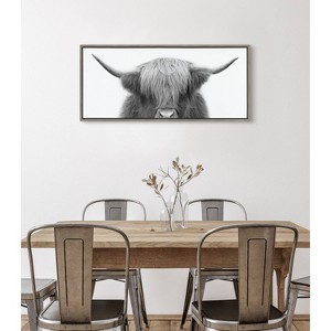 Sylvie Hey Dude Highland Cow by The Creative Bunch Studio Framed Wall Canvas Gray - Kate & Laurel All Things Decor - 1 of 4