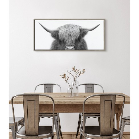 Sylvie Hey Dude Highland Cow by The Creative Bunch Studio Framed Wall Canvas Gray - Kate & Laurel All Things Decor - image 1 of 4