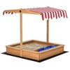 VYNXARIA Kids Wooden Sandbox,Children Sand Play Station Outdoor,with Adjustable Height Cover,Bottom Liner,Seat,Plastic Basins,Lawn - 4 of 4
