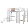 PAGED Twin Size Loft Bed with 2 Desks Modern L-Shaped Metal Bed Frame with Inclined Ladder and Guardrail for Bedroom - 4 of 4