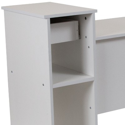 White Wood Computer Desk with Drawer and Keyboard Tray