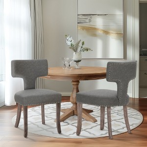 Captiva Designs Dining Chairs with Curved Backrest & Padded Seat & Solid Wood Legs - 1 of 4