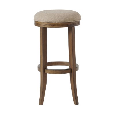 Natick 29" Brown Wood and Leather Saddle Bar Stools