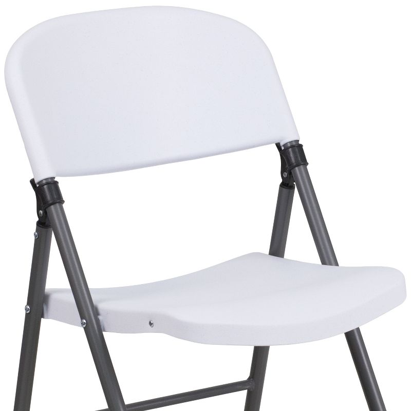 Flash Furniture 2 Pack HERCULES Series 330 lb. Capacity Plastic Folding Chair with Charcoal Frame, 5 of 15