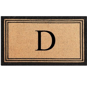 A1HC Natural Coir and PVC Backing Classic Border Monogrammed Door Mat, Anti-Shed Entry Doormat - 1 of 4