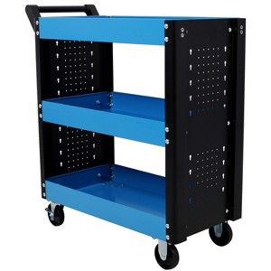 Racxily 3 Tier Rolling Tool Cart on Wheels, Heavy Duty Utility Tool Cart with Pegboard for Repair Shop, Garage, Warehouse - 1 of 4