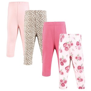 Hudson Baby Girls Cotton Pants and Leggings, Blush Rose Leopard - 1 of 4