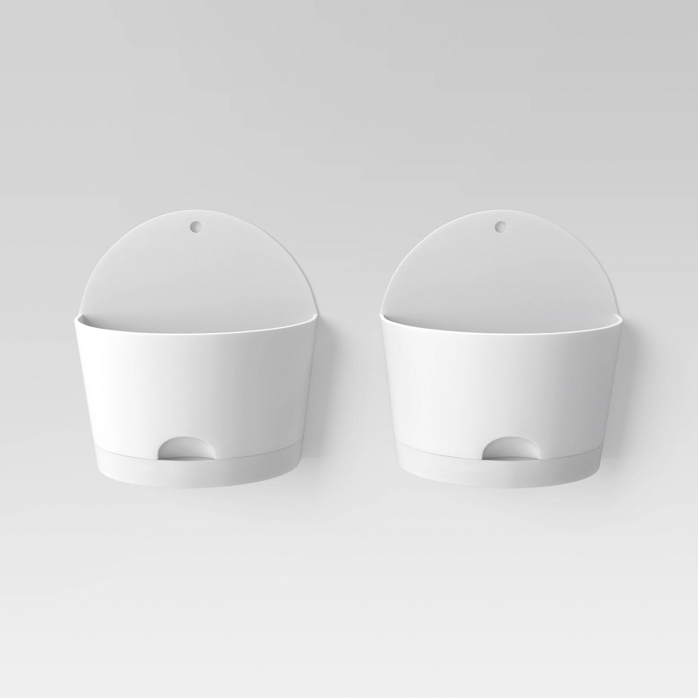 4pc Self-Watering Wall Half-Circle Indoor Outdoor Planter Pots White 8\"x4.75\" - Room Essentials™