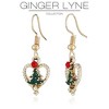 Christmas Tree Heart Hook Earrings Womens Green Enamel Gold Tone Alloy Ginger Lyne Collection - 3 of 4