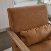 30.3" Faux Leather Modern Swivel Accent Chair with Solid Wood Armrests - 3 of 4