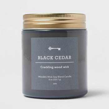 Tinted Glass Black Cedar Lidded Jar Candle Gray 8oz - Threshold™