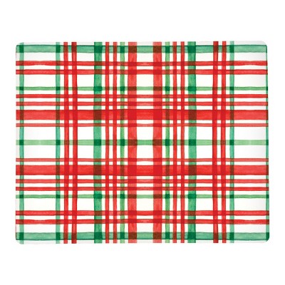 C&F Home Watercolor Christmas Plaid Red & Green Hardboard Placemat Set of 6