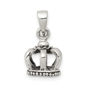 Black Bow Jewelry Sterling Silver 10mm Antiqued 3D Crown Pendant - 1 of 4