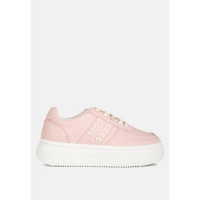 Faux Leather Cross Stitch Detail Women Sneakers