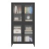 Vynxaria Classic Double-Door Cabinet with Waffle-Grids Glass and Adjustable Shelves - 4 of 4