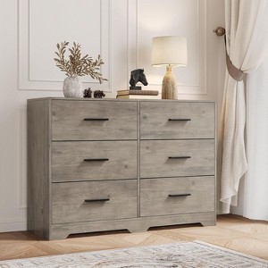 Dresser for Bedroom with 6 Drawers, Modern Closet Dressers Chest of Drawers with Metal Handle, Wooden Dresser Organizer - 1 of 4