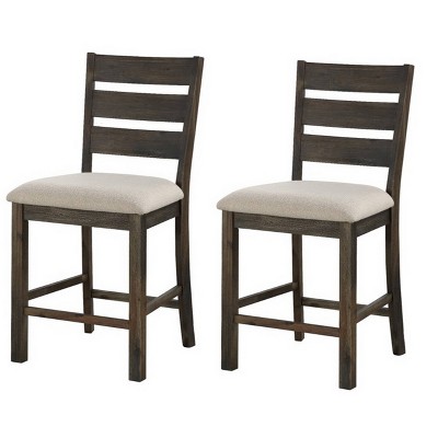 Set of 2 Alvara Court II Counter Height Barstools Charcoal Brown - Treasure Trove Accents