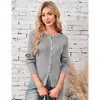 Garvee Women Long Sleeve Button Down Open Front Ribbed Knit Crop Cardigan Tops Slim Fit Sweater Pullover - 2 of 4