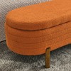 CAVINAS Storage Ottoman Bench, Ottoman Oval Storage Bench, Rubber Wood Leg, Large Blanket Storage Bench, Orange - 3 of 4
