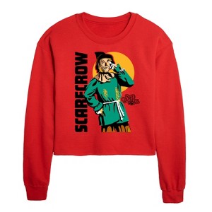 Wizard of Oz Scarecrow Cropped Long Sleeve Crew Neck Sweatshirt - Red - X-Large - 1 of 3