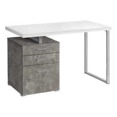 Monarch Specialties Computer Desk Home Office Laptop Left Right Set-Up Storage Drawers 48InchL Work Metal Laminate Grey White Contemporary Modern