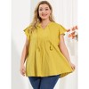 Agnes Orinda Women's Plus Size Cotton Flutter Sleeve Drawstring Flowy Summer Split V Neck Blouse - 3 of 4