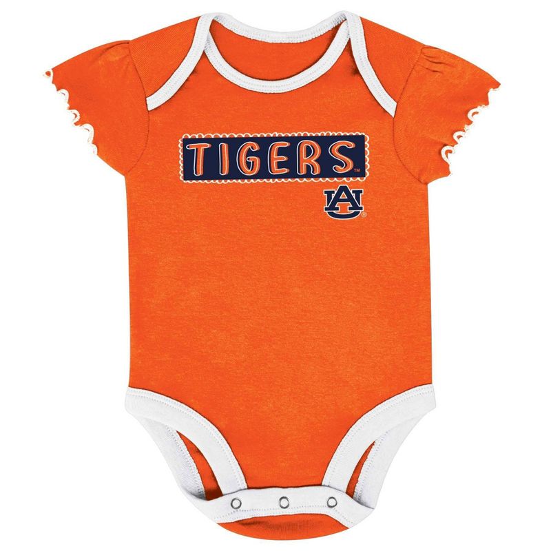 NCAA Auburn Tigers Infant Girls&#39; 3pk Bodysuit Set, 4 of 5