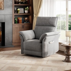 Power Recliner Chair with USB, Chenille Swivel Rocker Glider, Double-Layer Armrests, High Back, 350lb Capacity, for Living Room & Nursery - 1 of 4