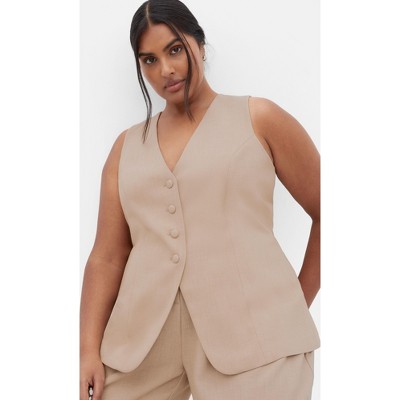 Women's Plus Size Tori Vest - taupe | CITY CHIC