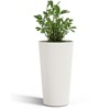 Maggift Conical Striped Planters, Set of 2 Decorative Plastic Flower Pots with Drainage Holes, for Garden and Yard, White, 13"*13"*23.6" - 3 of 4