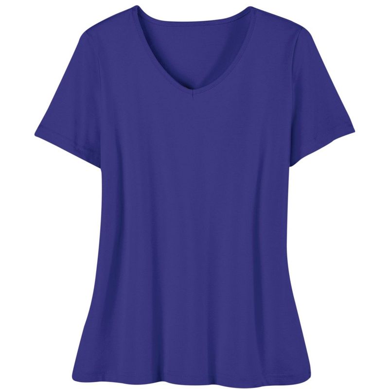 Collections Etc Soft Knit V-Neck Short-Sleeve Basic Cotton and Polyester Tee, 3 of 5