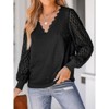 Fashionable V-Neck Lace Hollow Long Sleeve Top Shirt Business Casual Blouse - 3 of 4