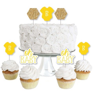 Big Dot of Happiness Baby Neutral - Dessert Cupcake Toppers - Baby Shower Clear Treat Picks - Set of 24