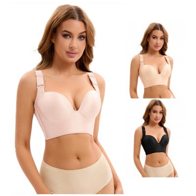 INSPIRE CHIC 3 Pcs Women's Wirefree Convertible Tummy Control 6 Hooks Push Up Bras