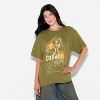 Women's Tupac Lyrics Oversized Short Sleeve Graphic T-Shirt - Olive Green - 2 of 3