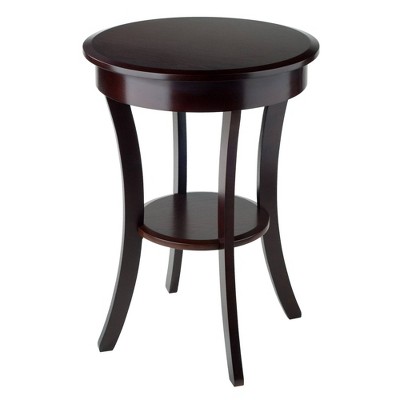 Sasha Transitional Round Wood Accent Table with Storage - Cappuccino